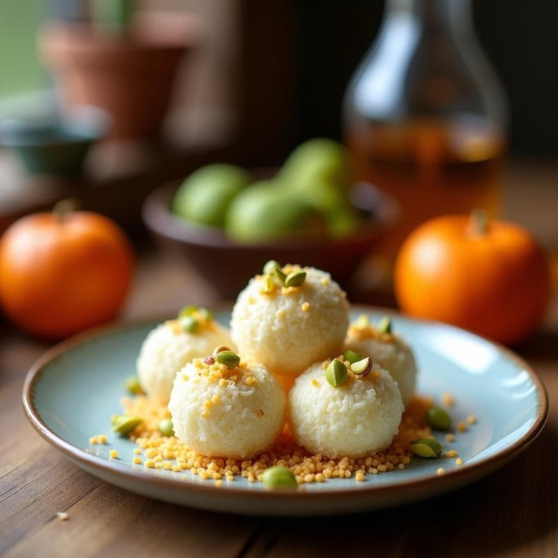 Bolitas de Coco y Pistacho con Esencia de Azahar: Postre Persa Keto Sin Horno