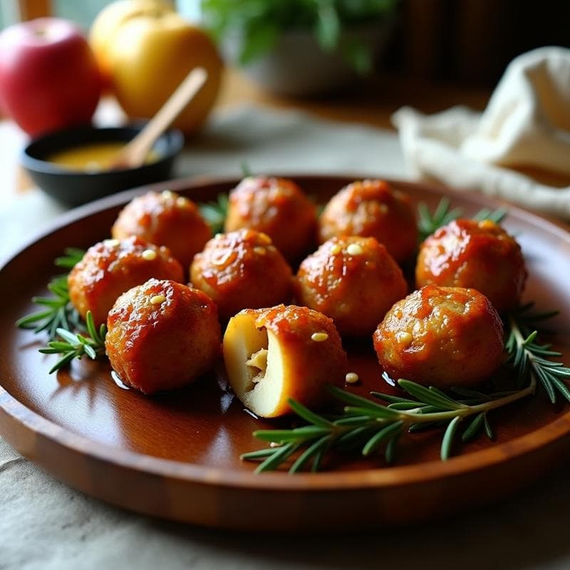 Bolitas de Côte de Porc y Manzana con Glaseado de Miel: Aperitivo Francés en Airfryer en 15 Minutos