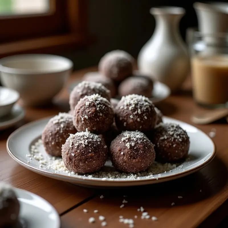 Bolitas de Dátil y Coco con Chocolate Negro: Postre Árabe Energético y Sin Horno
