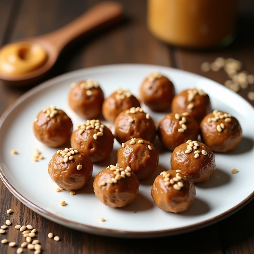 Bolitas de Dátil y Queso de Cacahuete con Semillas de Sésamo: Postre Energético Sin Horno