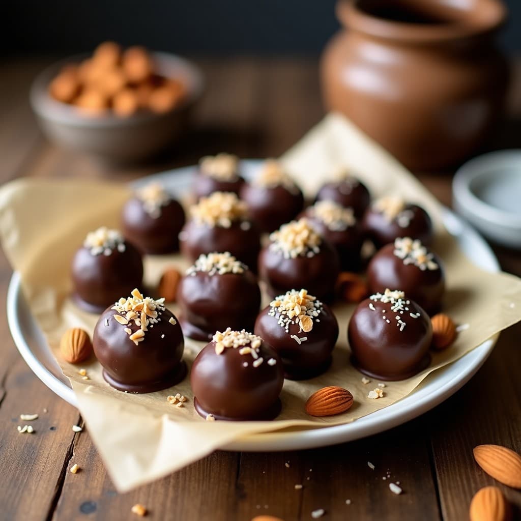 Bolitas de Dátiles y Almendras con Cobertura de Chocolate 90%: Energy Balls Keto Sin Horno