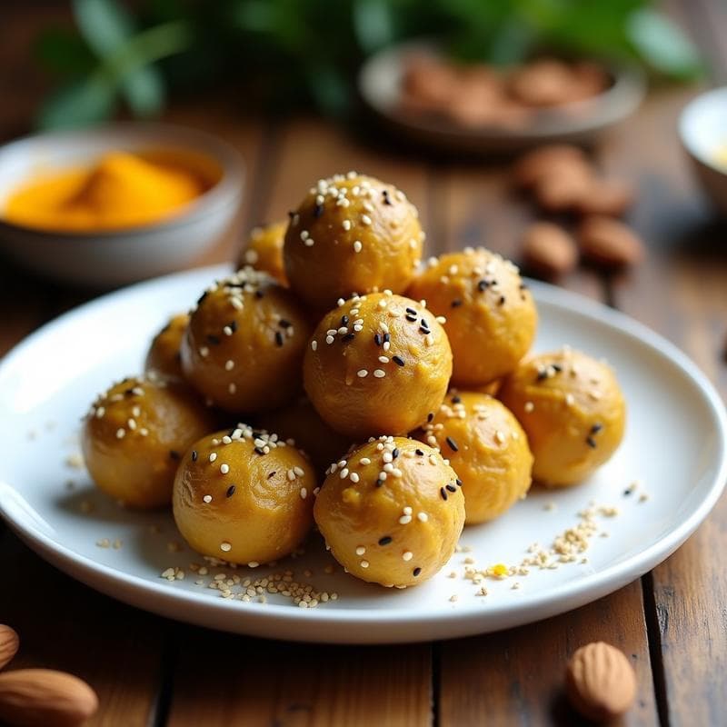 Bolitas de Dátiles y Almendras con Cúrcuma: Aperitivo Energético Sin Horno y Sin Azúcar