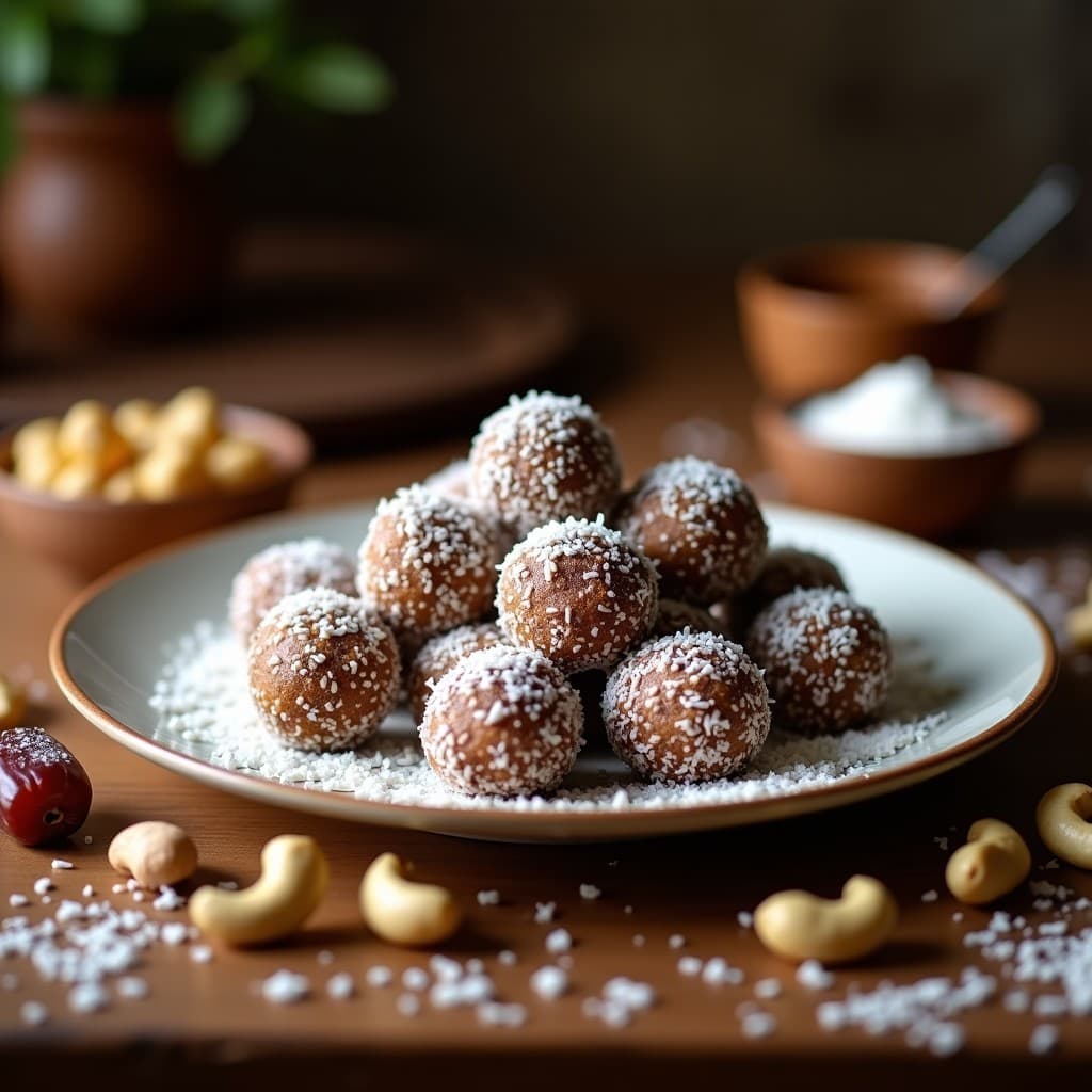 Bolitas de Dátiles y Nuevo de Anacardo con Coco Rallado: Postre Árabe Sin Horno y Alta en Energía