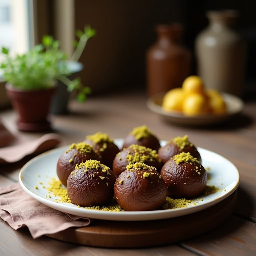 Bolitas de Dátiles y Cacao con Cobertura de Pistacho: Trufas Energéticas Sin Horno