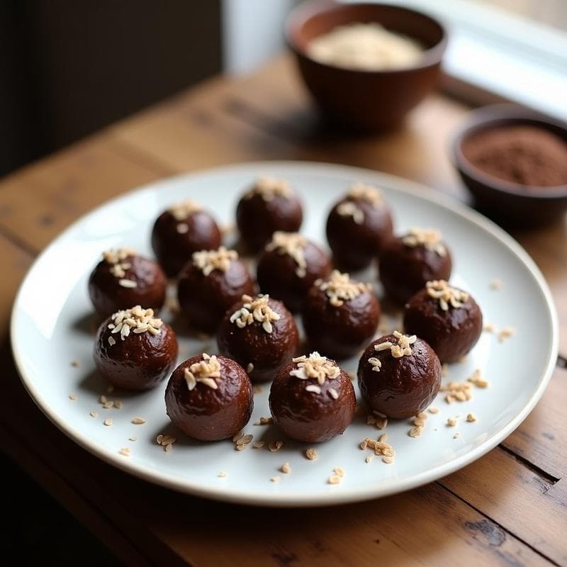 Bolitas de Dátiles, Cacao y Proteína de Cáñamo: Postre Energético Sin Azúcar