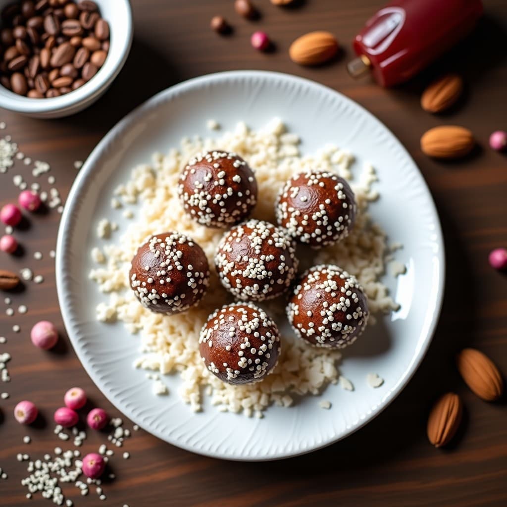 Bolitas de Dátiles, Café y Pimienta Rosa: Energía Natural en Snack Vegano