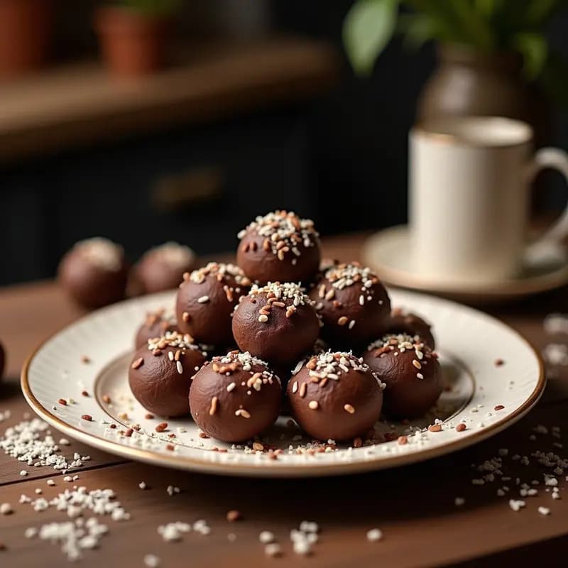 Bolitas de Dátiles y Coco con Chocolate 85%: Snack Saludable Sin Azúcar y Sin Horno