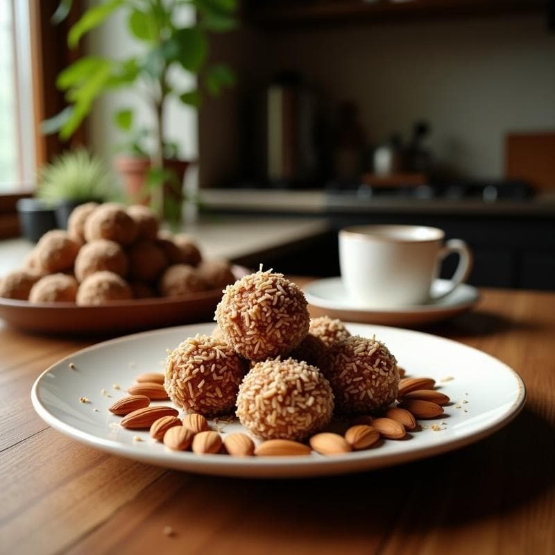 Bolitas de Dátiles y Coco con Almendras Fileteadas: Aperitivo Energético Keto en 10 Minutos