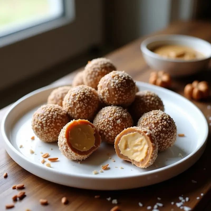 Bolitas de Dátiles Rellenas de Crema de Cacahuete y Semillas de Chía: Energía Pura en un Bocado