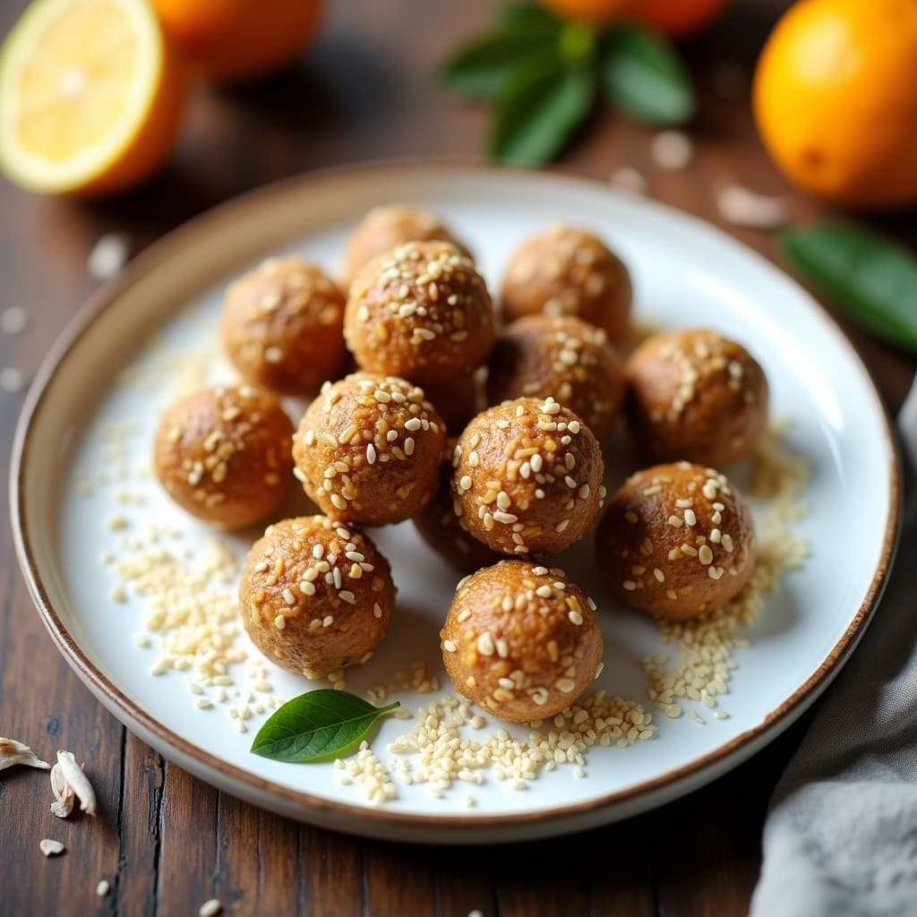 Bolitas de Dátiles y Semillas de Lino con Essencia de Bergamota: Energía Pre-Entreno Vegana
