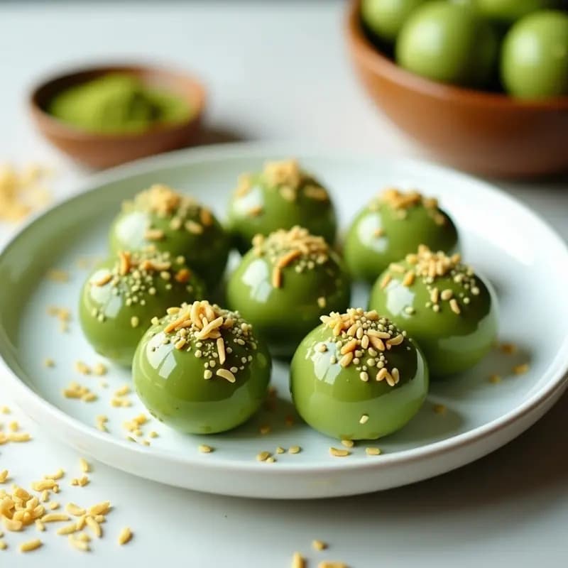 Bolitas de Dátiles y Matcha con Cobertura de Yogur Griego: Snack Energético y Verde