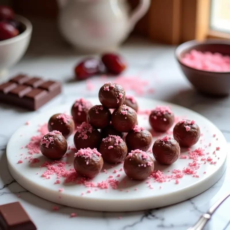 Bolitas de Dátiles y Semillas de Moringa con Baño de Chocolate Rubí: Energía Pura en un Boca