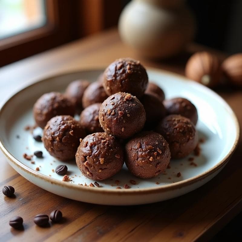 Bolitas de Dátiles y Nueces con Cobertura de Cacao Nibs: Postre Energético Sin Cocinar