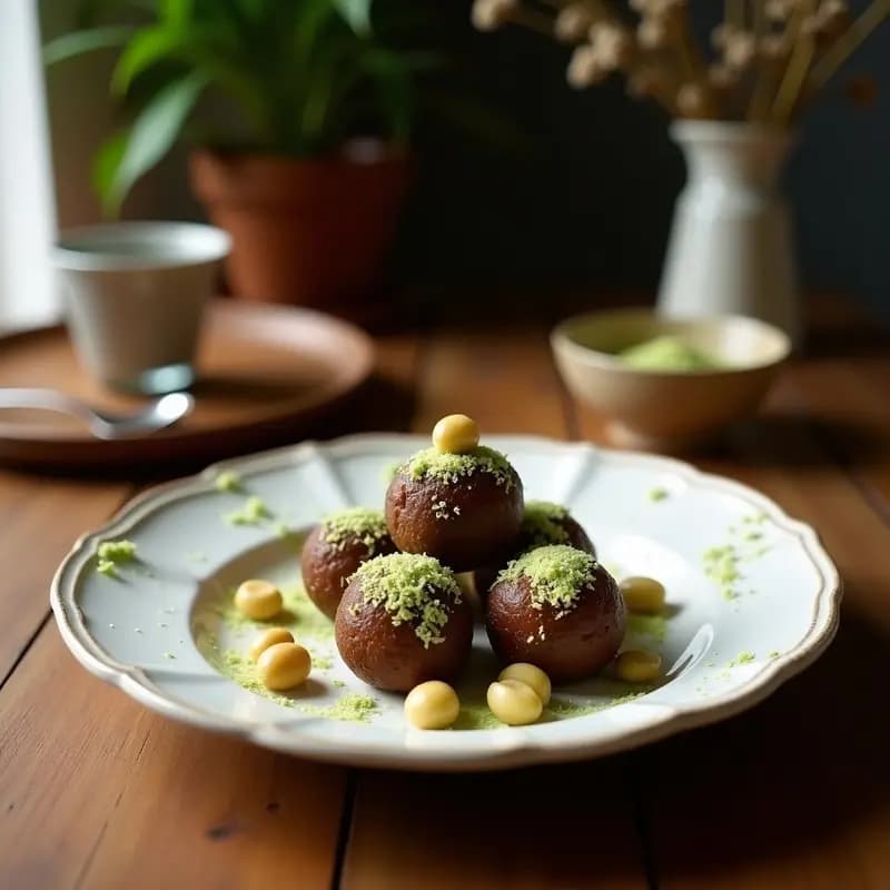 Bolitas de Dátiles y Nuez con Recubrimiento de Coco y Matcha: Dulce Energético