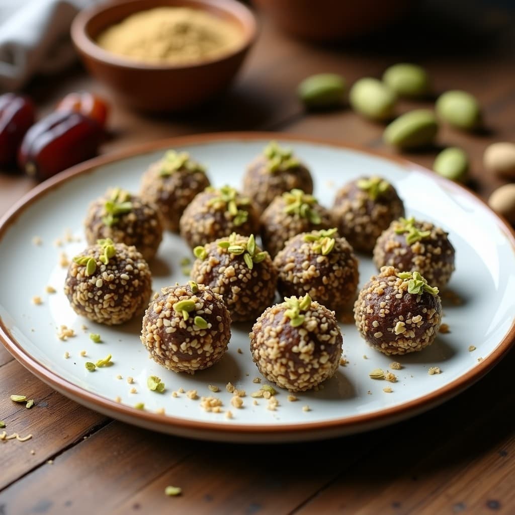 Bolitas de Dátiles y Pistacho con Especias de Cardamomo: Aperitivo Energético Sin Horno y Keto
