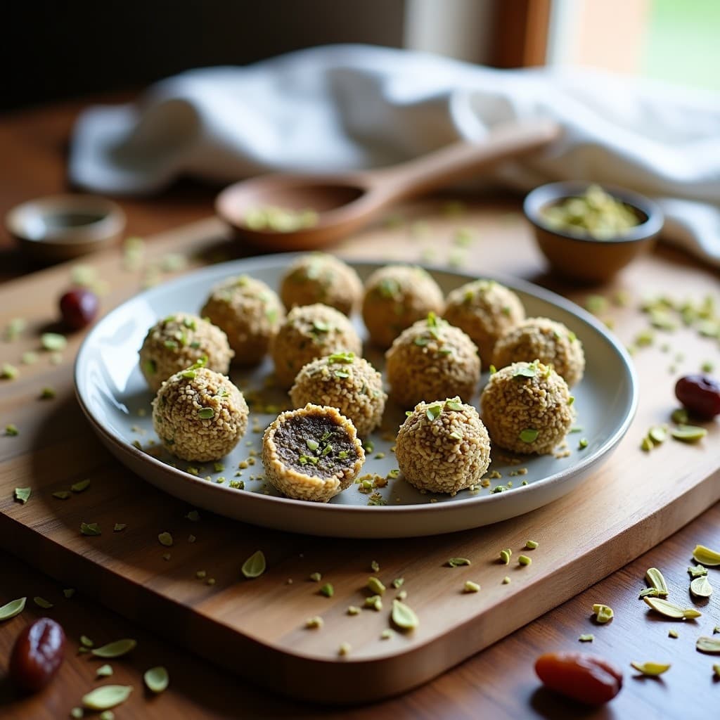 Bolitas Energéticas de Dátiles, Pistacho y Cardamomo: Snack Sin Azúcar y Sin Horno