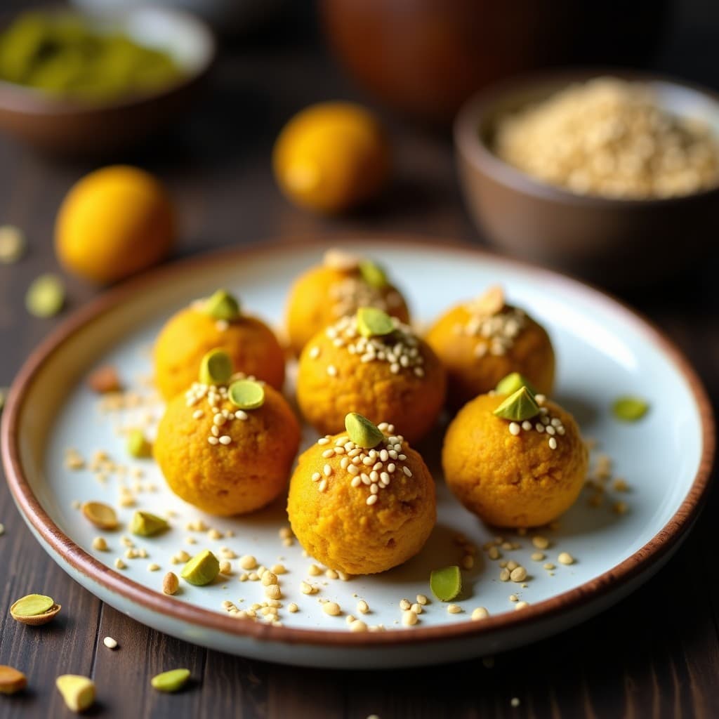 Bolitas de Dátiles y Pistacho con Cúrcuma: Postre Energético Sin Azúcar y Vegano