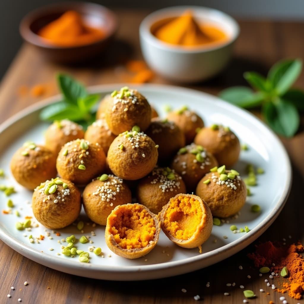 Bolitas de Dátiles y Pistacho con Cúrcuma: Energía Natural Sin Azúcar para Deportistas