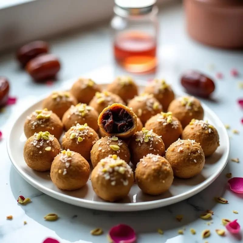 Bolitas de Dátiles y Pistacho con Esencia de Rosa: Energía Natural para Pre-Entreno