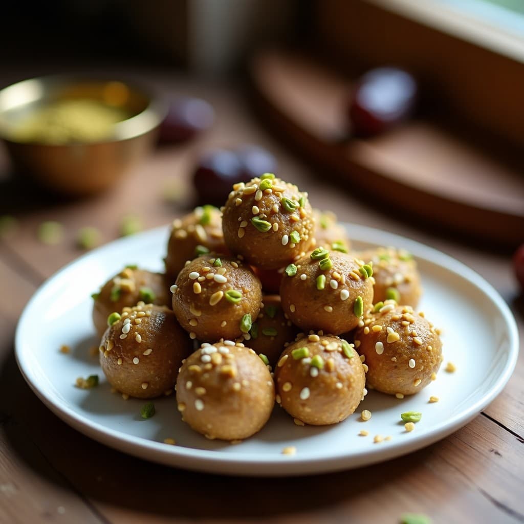 Bolitas de Dátiles y Pistacho con Especias Ras el Hanout: Snack Energético Marocí