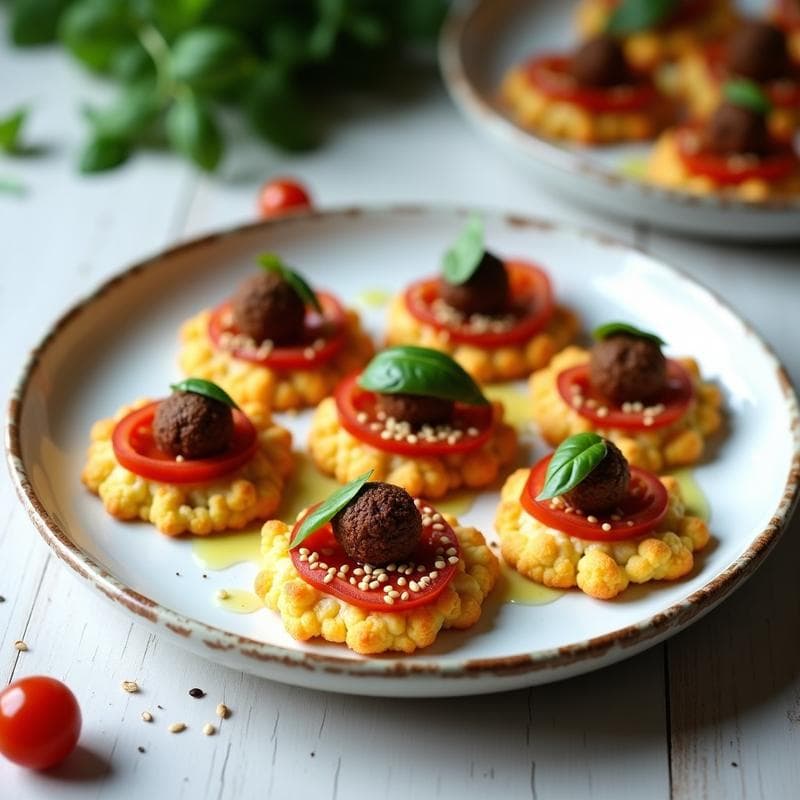 Bolitas de Dátiles y Pizza de Coliflor con Tomate Seco: Aperitivo Keto y Sin Horno