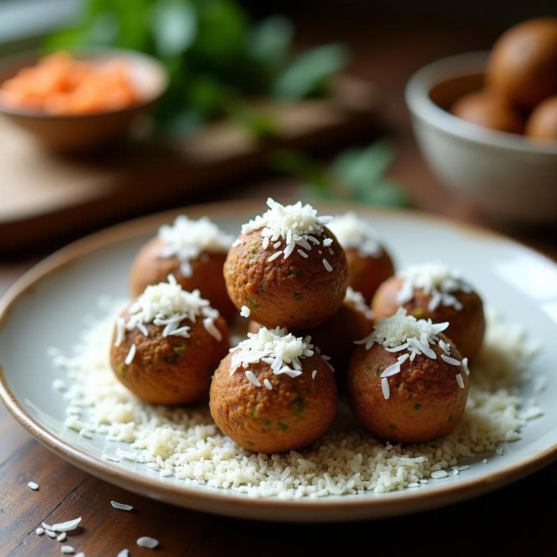 Bolitas de Dátiles y Proteína de Guisante con Coco Rallado: Postre Energético Sin Harina