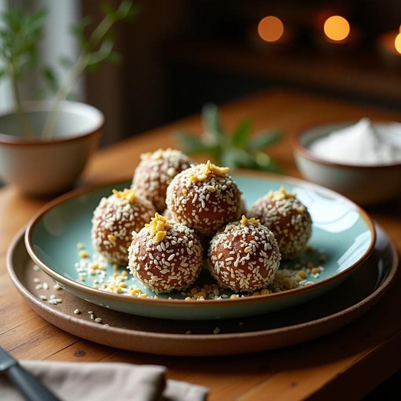 Bolitas de Dátiles y Queso de Pistacho con Coco: Aperitivo Árabe Sin Horno