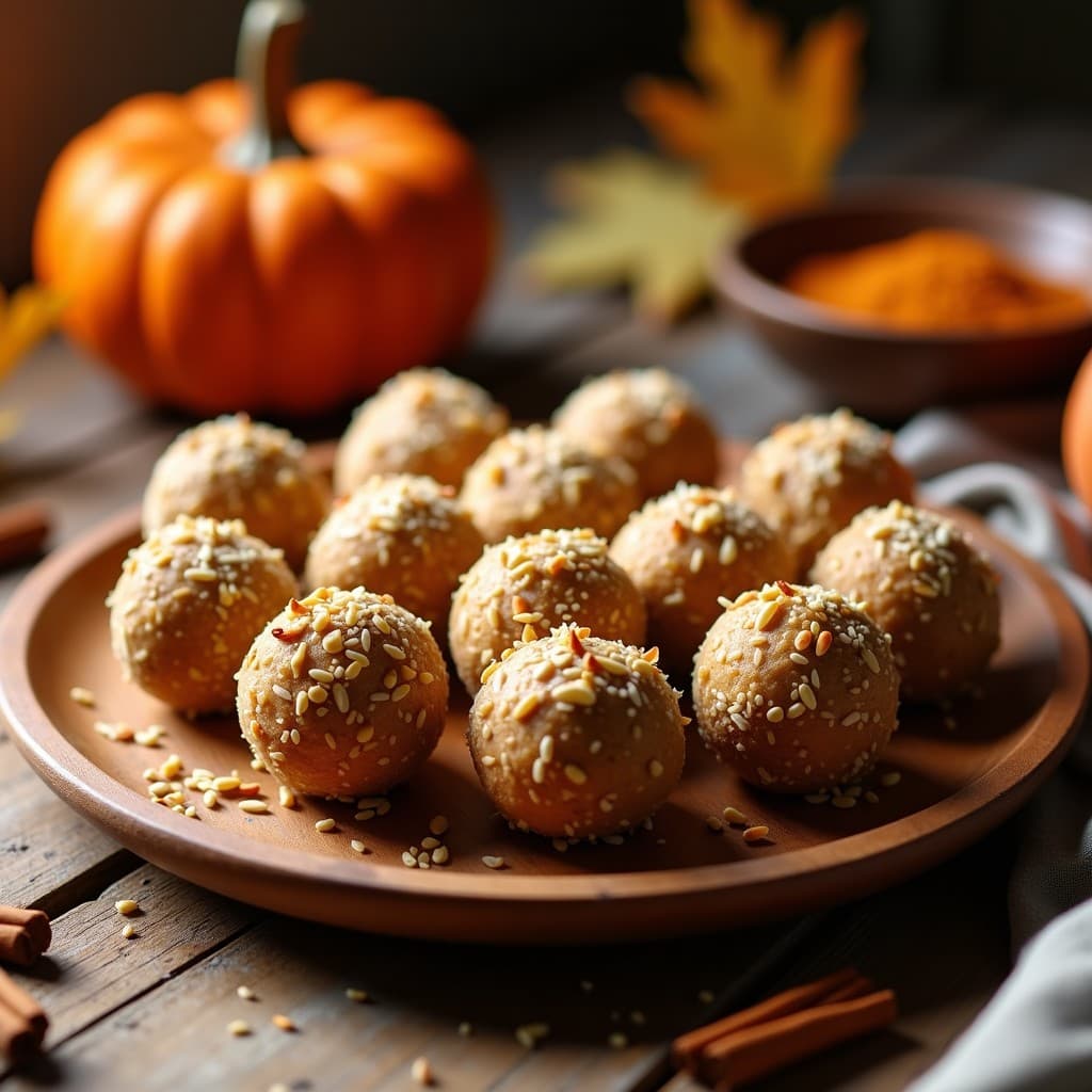 Bolitas de Dátiles y Semillas de Calabaza con Especias de Pumpkin Pie: Snack Energético