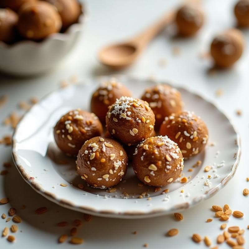 Bolitas de Dátiles y Semillas de Lino Doradas: Snack Energético Sin Horno y Sin Azúcar