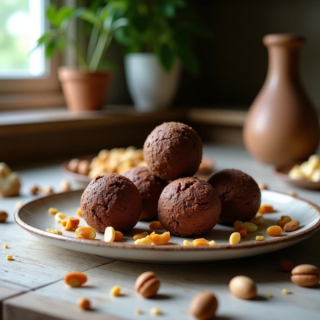 Bolitas Energéticas de Cacao, Avena y Macadamia: Snack Vegano Sin Horno