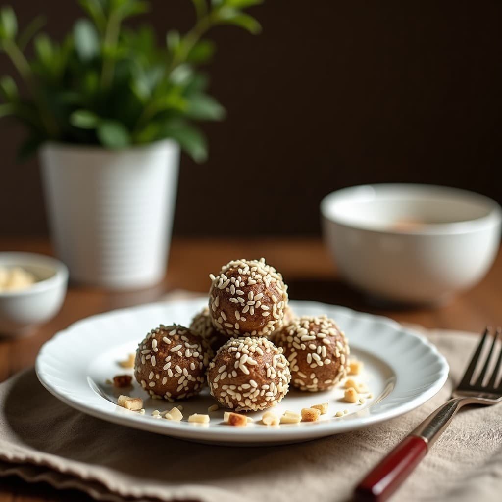 Bolitas de energy de coco y almendra con matcha: Snack vegano y sin horno para tupper