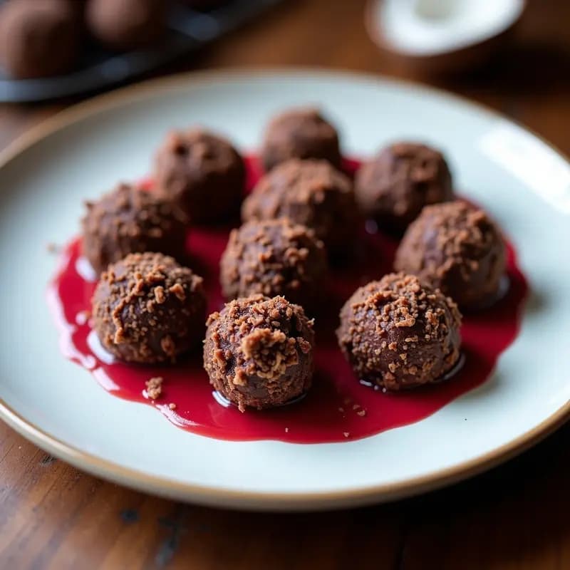 Bolitas de Espirulina y Coco con Cobertura de Chocolate Rubí: Snack Superalimentos Sin Horno