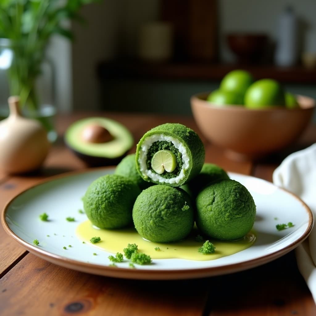 Bolitas de Espirulina y Coco con Relleno de Lima: Snack Energético Crudivegano en 10 Minutos