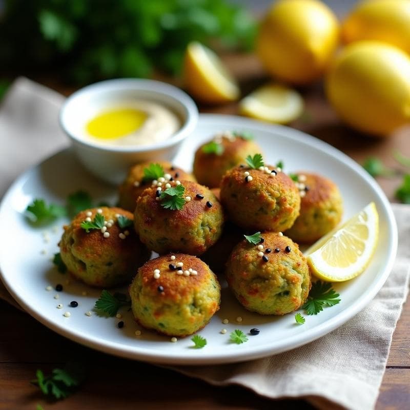 Bolitas de Falafel de Garbanzos Verdes con Tahini: Aperitivo Keto en Airfryer