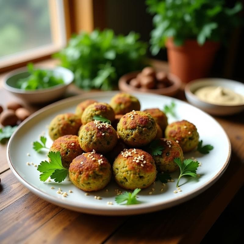 Bolitas de Falafel de Lentejas Verdes: Receta Árabe Crujiente en Airfryer