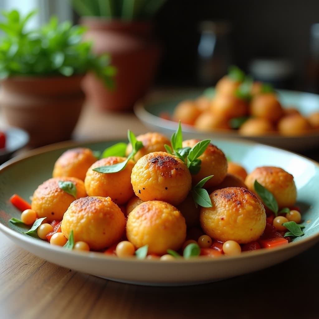 Bolitas de Proteína de Garbanzo y Espinacas con Especias Marroquíes: Aperitivo Vegano Alto en Fibra