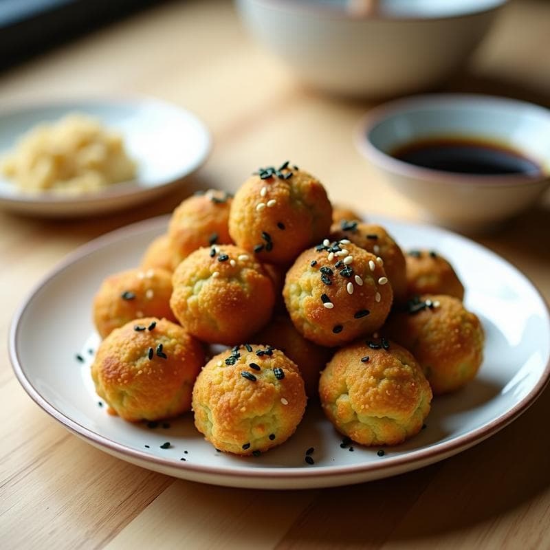 Bolitas de Proteína de Guisante y Algas Nori: Snack Japonés Vegano en Airfryer