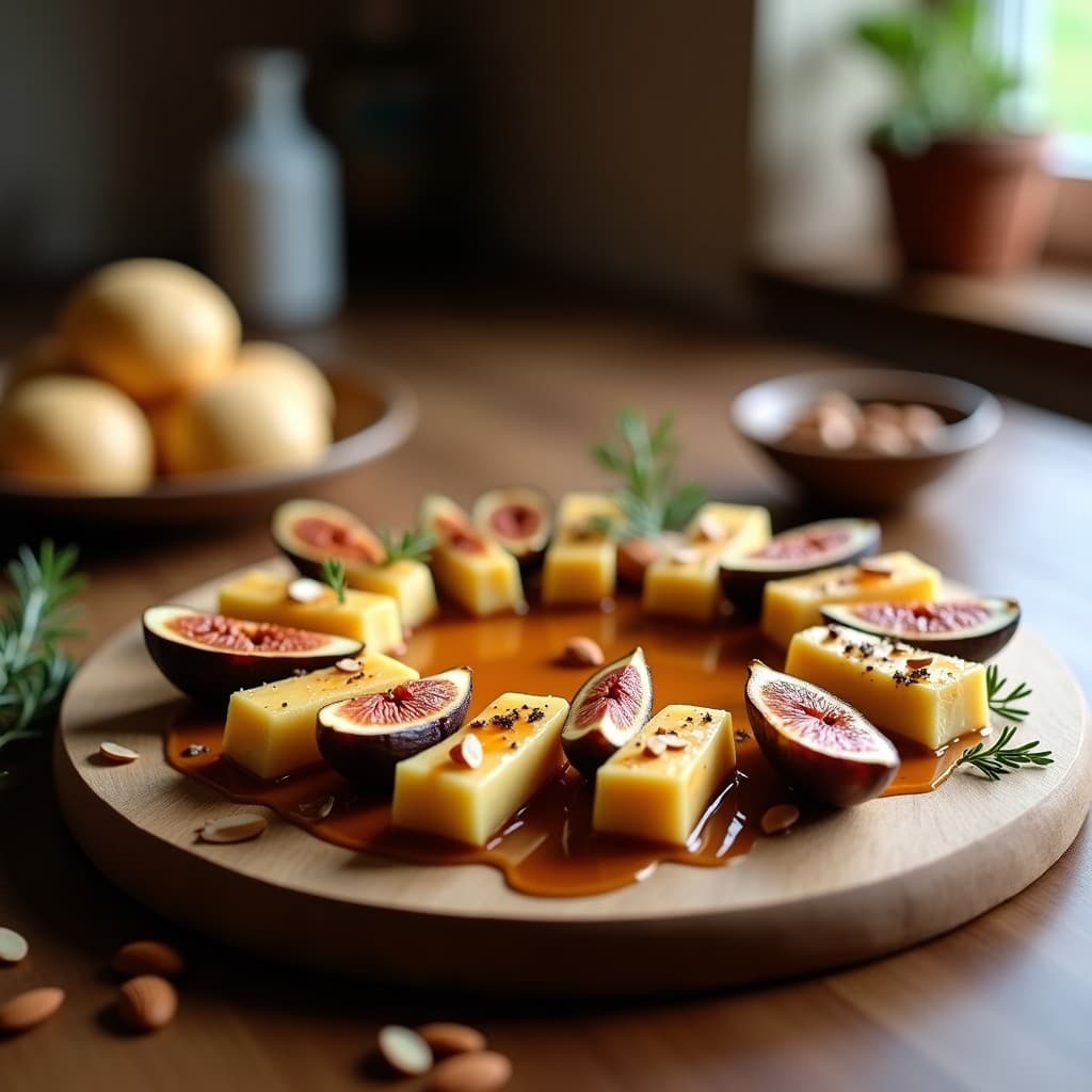 Bolitas de Queso Halloumi y Higos al Horno con Miel de Tomillo: Entrante graspormano en 15 Minutos