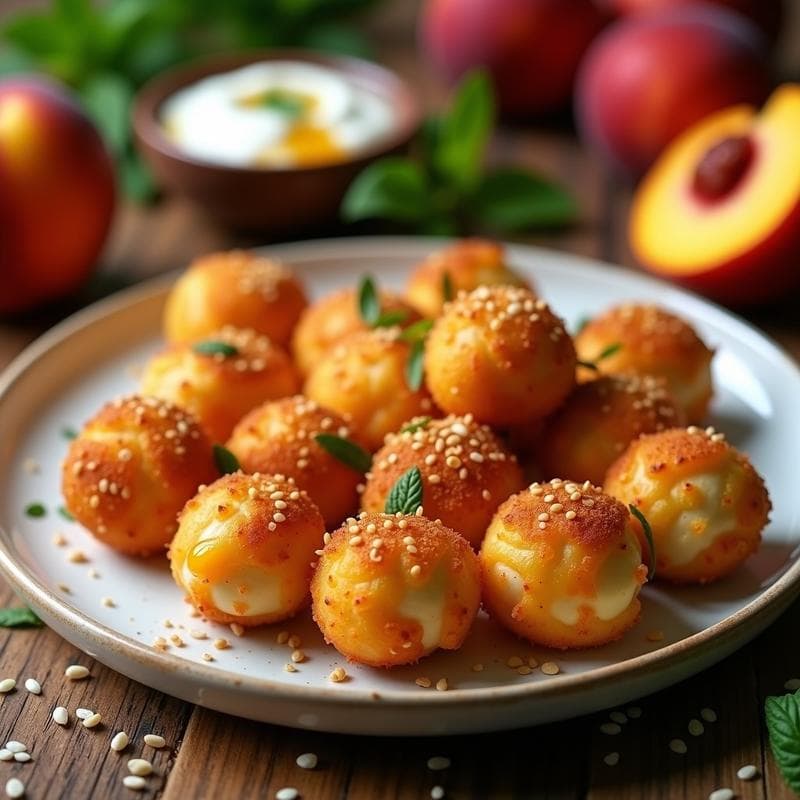 Bolitas de Queso Halloumi y Melocotón: Aperitivo Chipriota en Airfryer Sin Aceite