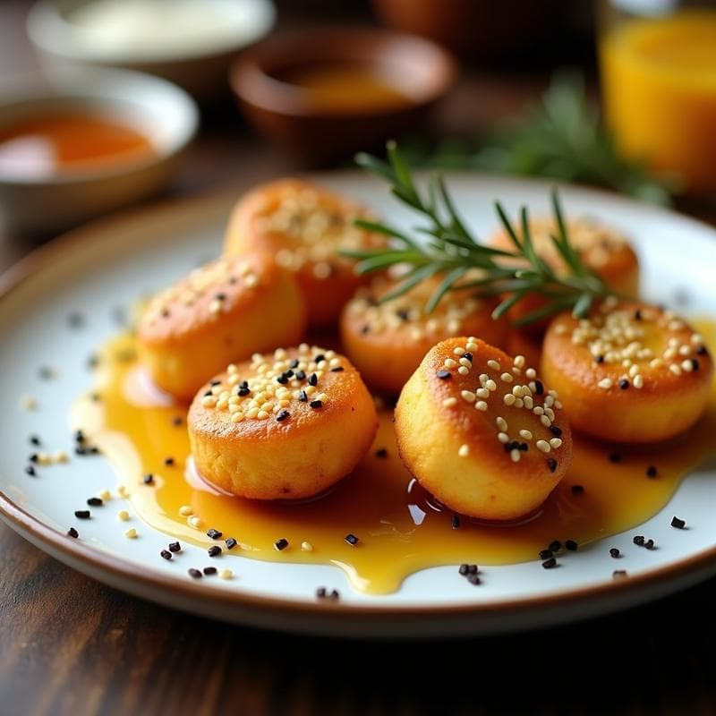 Bolitas de Queso Halloumi y Miel con Sésamo: Receta en Airfryer Crujiente y Sin Harina