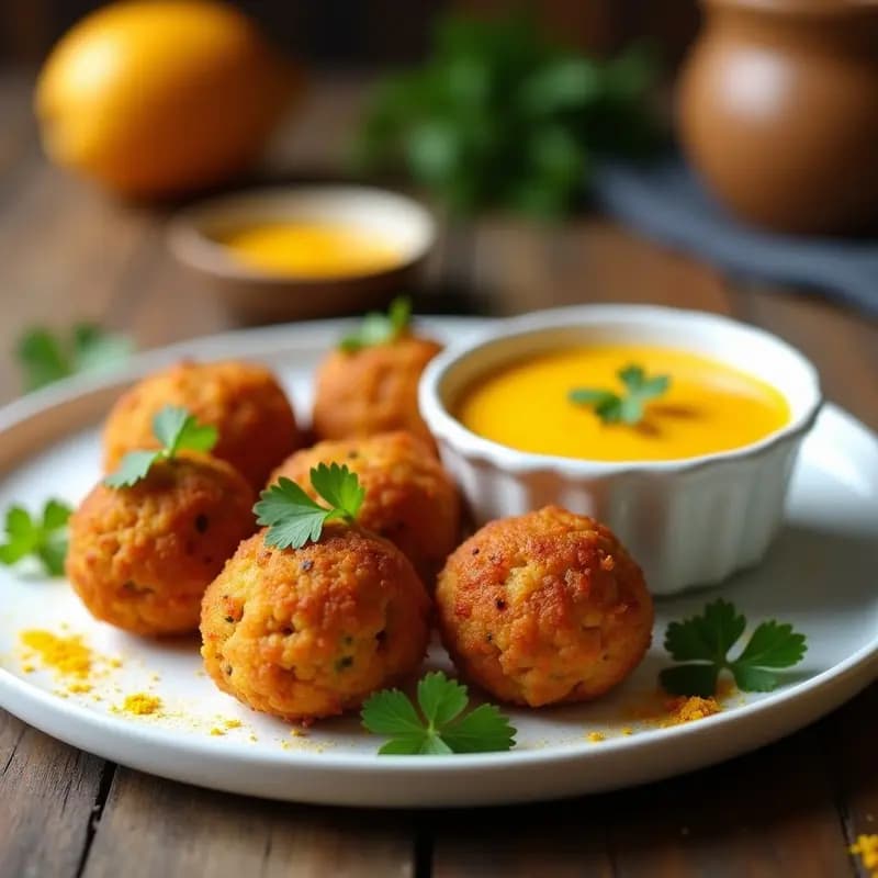 Bolitas de Lentejas y Avena con Salsa de Mango: Snack Indio Vegano para Niños en Airfryer