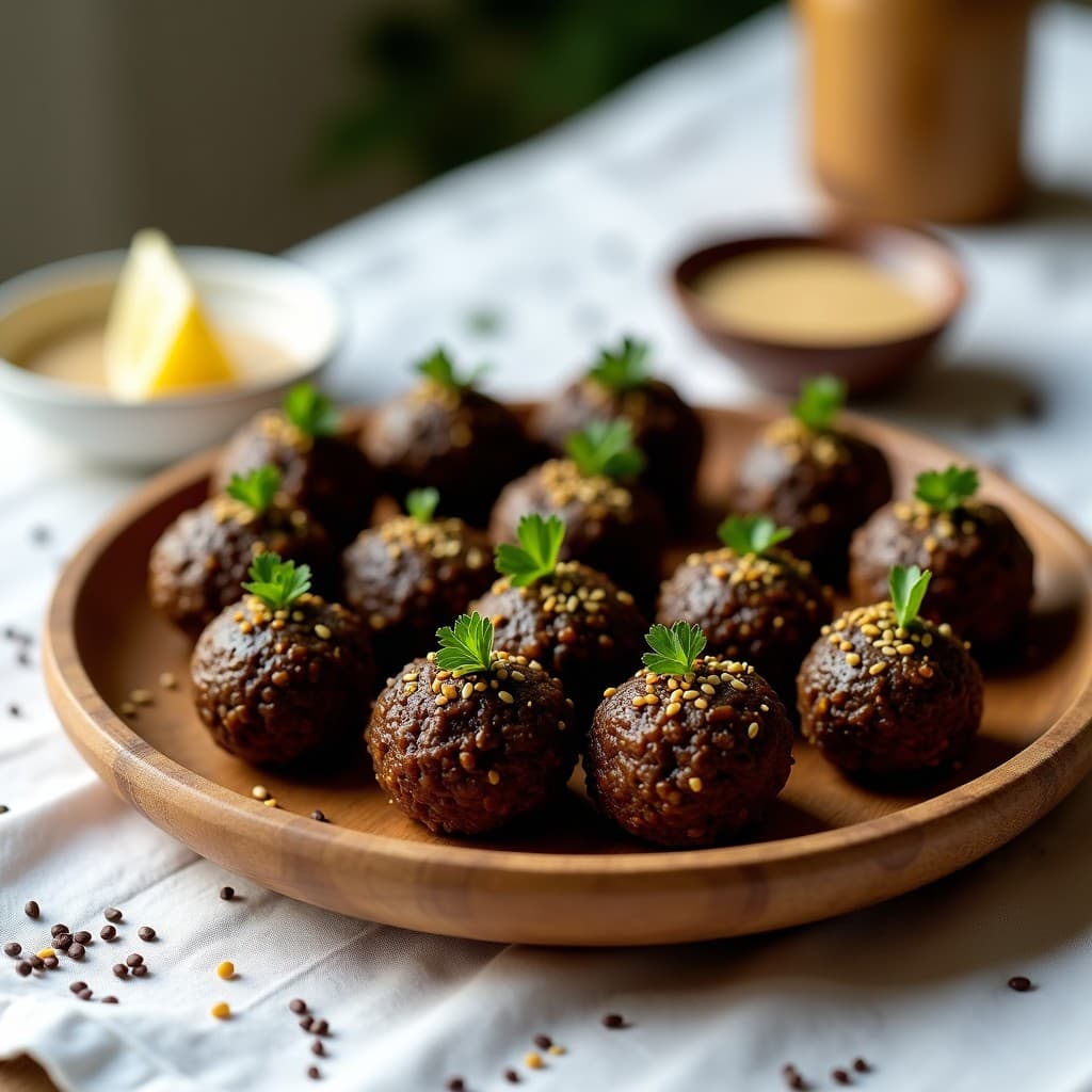 Bolitas de Lentejas Negras y Tahini: Aperitivo Crudivegano Alto en Hierro y Omega-3