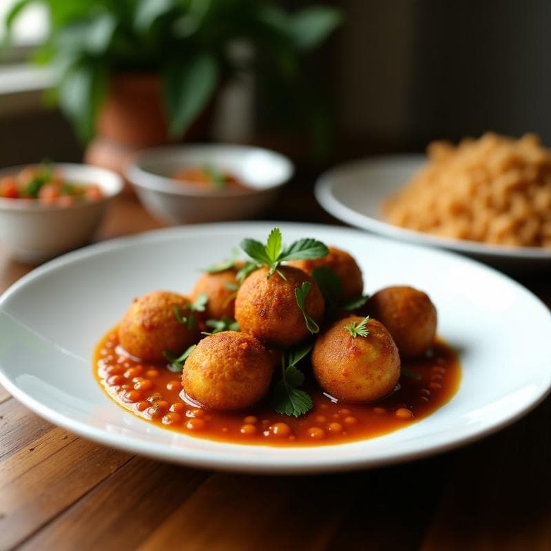 Bolitas de Lentejas Rojos y Coco con Salsa de Tamarindo: Aperitivo Indio Vegano y Crujiente