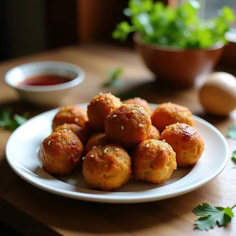 Bolitas de Mijo y Berenjena con Salsa de Tamarindo: Aperitivo Hindi Sin Gluten en Airfryer