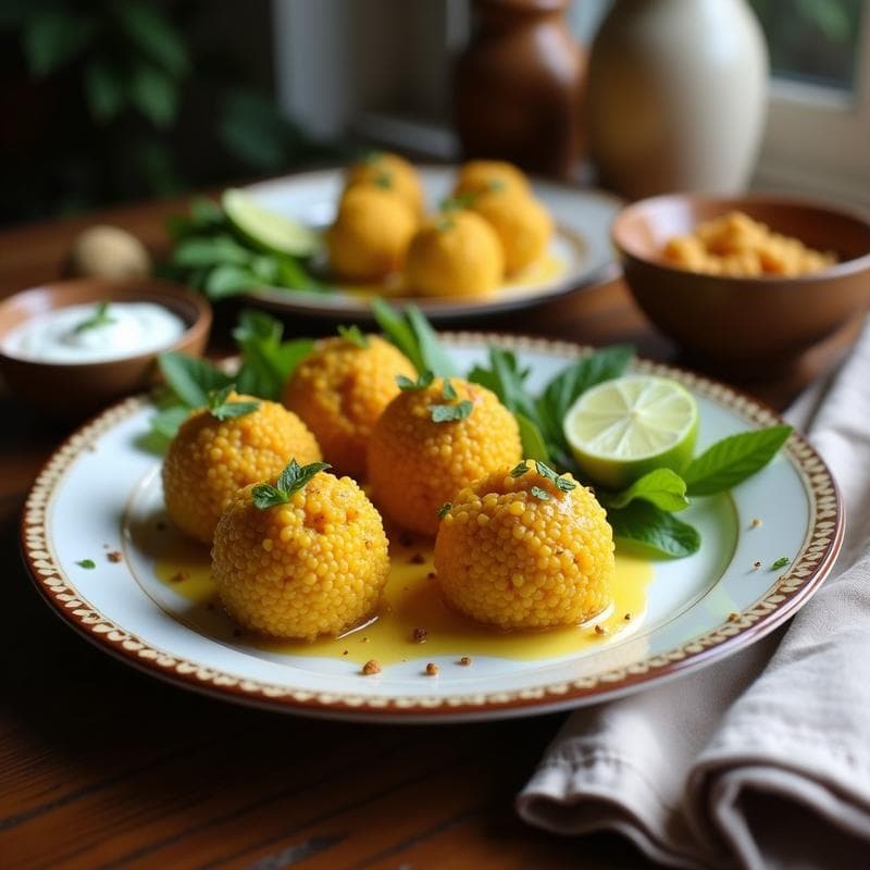 Bolitas de Mijo y Cúrcuma con Dip de Yogur de Coco: Aperitivo Antiinflamatorio Sin Horno