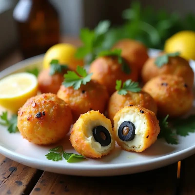 Bolitas de Queso de Almendras y Aceitunas Negras Empanizadas: Tapa Española Sin Lactosa