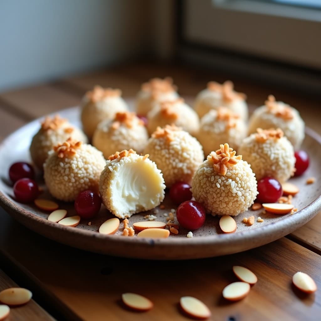 Bolitas de Queso de Almendras y Arándanos: Aperitivo Sin Cocción y Alto en Calcio