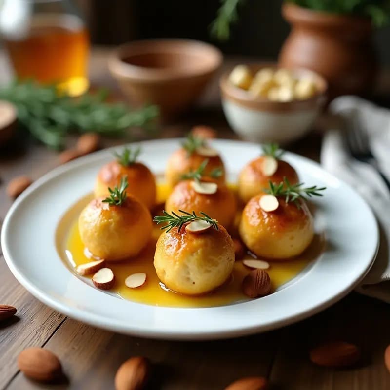 Bolitas de Queso de Cabra y Almendras con Miel de Tomillo: Aperitivo Griego en 10 Minutos