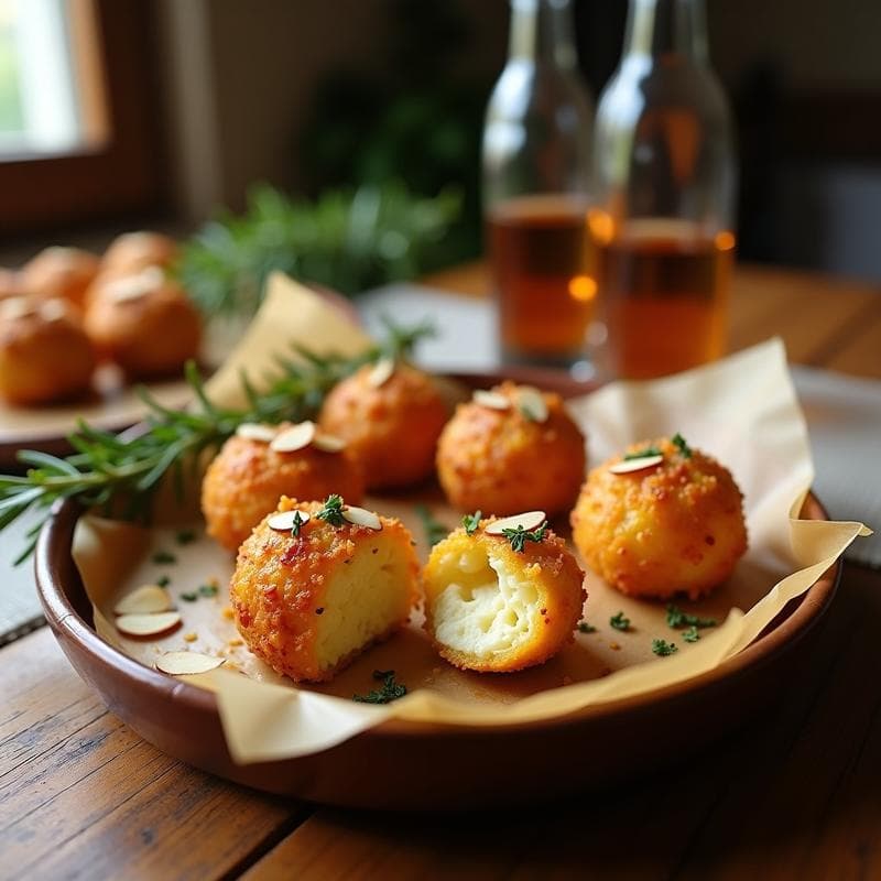 Bolitas de Queso de Cabra y Pisto al Horno: Aperitivo Español con Toque de Azafrán en 20 Minutos