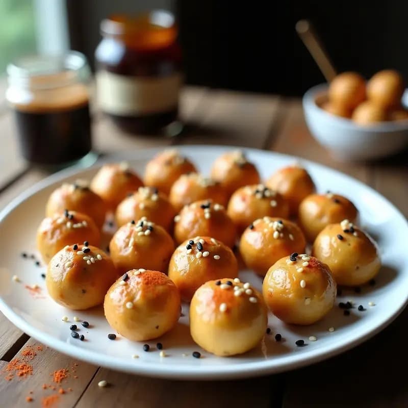 Bolitas de Queso de Cacahuete y Ajo Negro: Aperitivo Vegano Gourmet en 10 Minutos